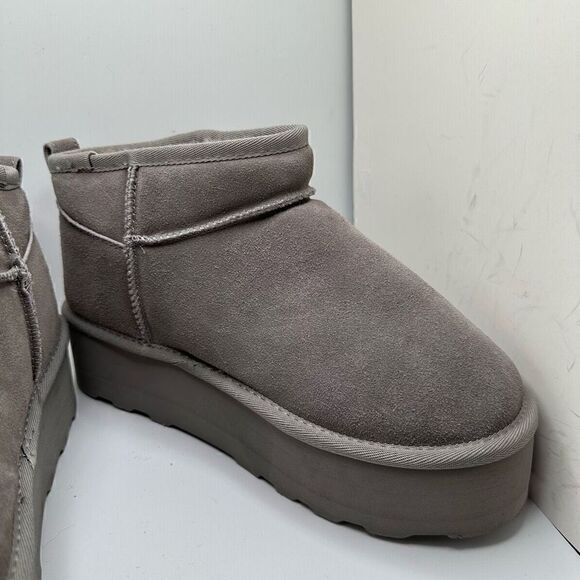 CUSHIONAIRE Women's Genuine Suede pull platform boot +Memory Foam 8.5 GRAY - Picture 6 of 7
